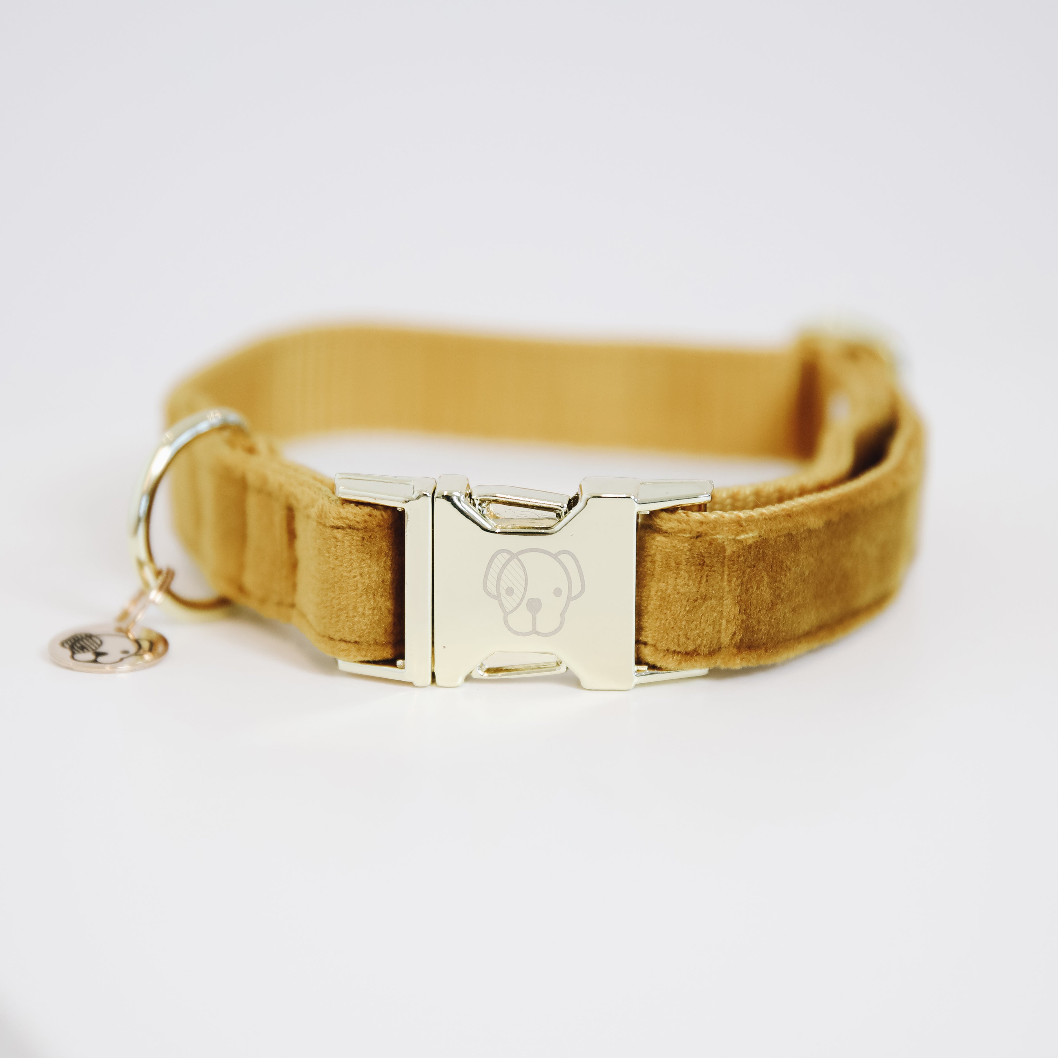 Hundehalsband aus Samt - senf