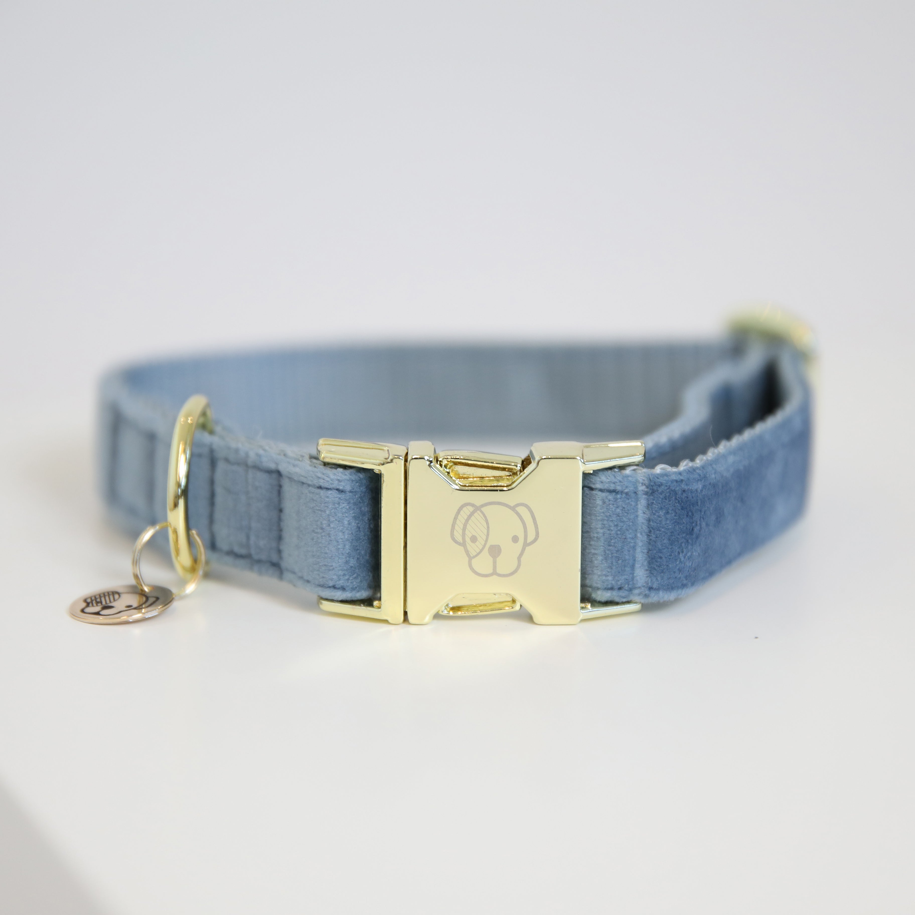 Hundehalsband aus Samt - hellblau