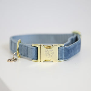 Hundehalsband aus Samt - hellblau