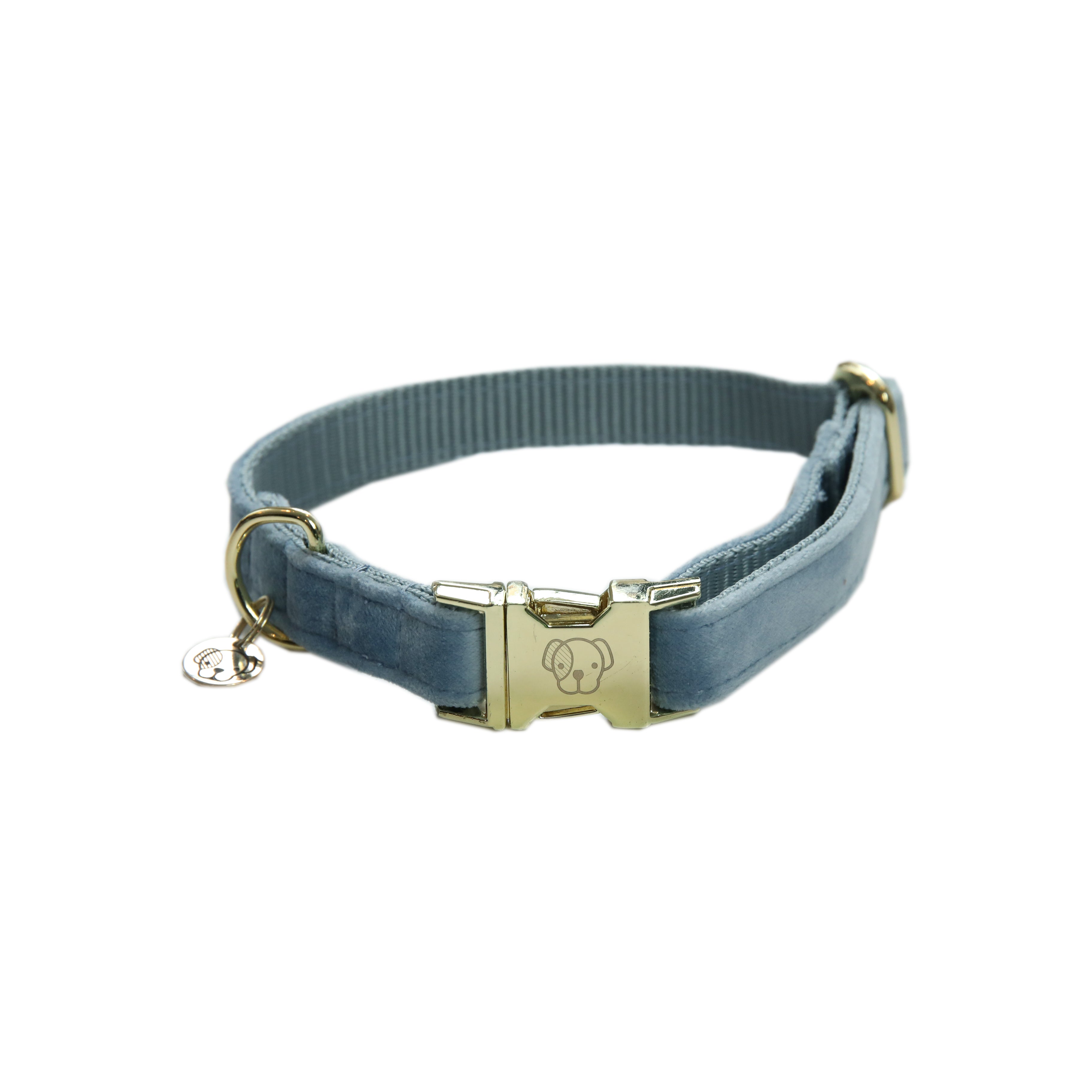 Hundehalsband aus Samt - hellblau