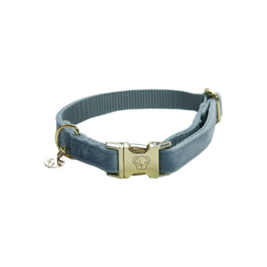Hundehalsband aus Samt - hellblau