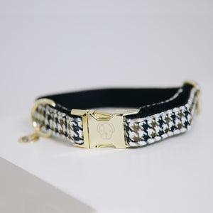 Hundehalsband mit Hahnentrittmuster - braun