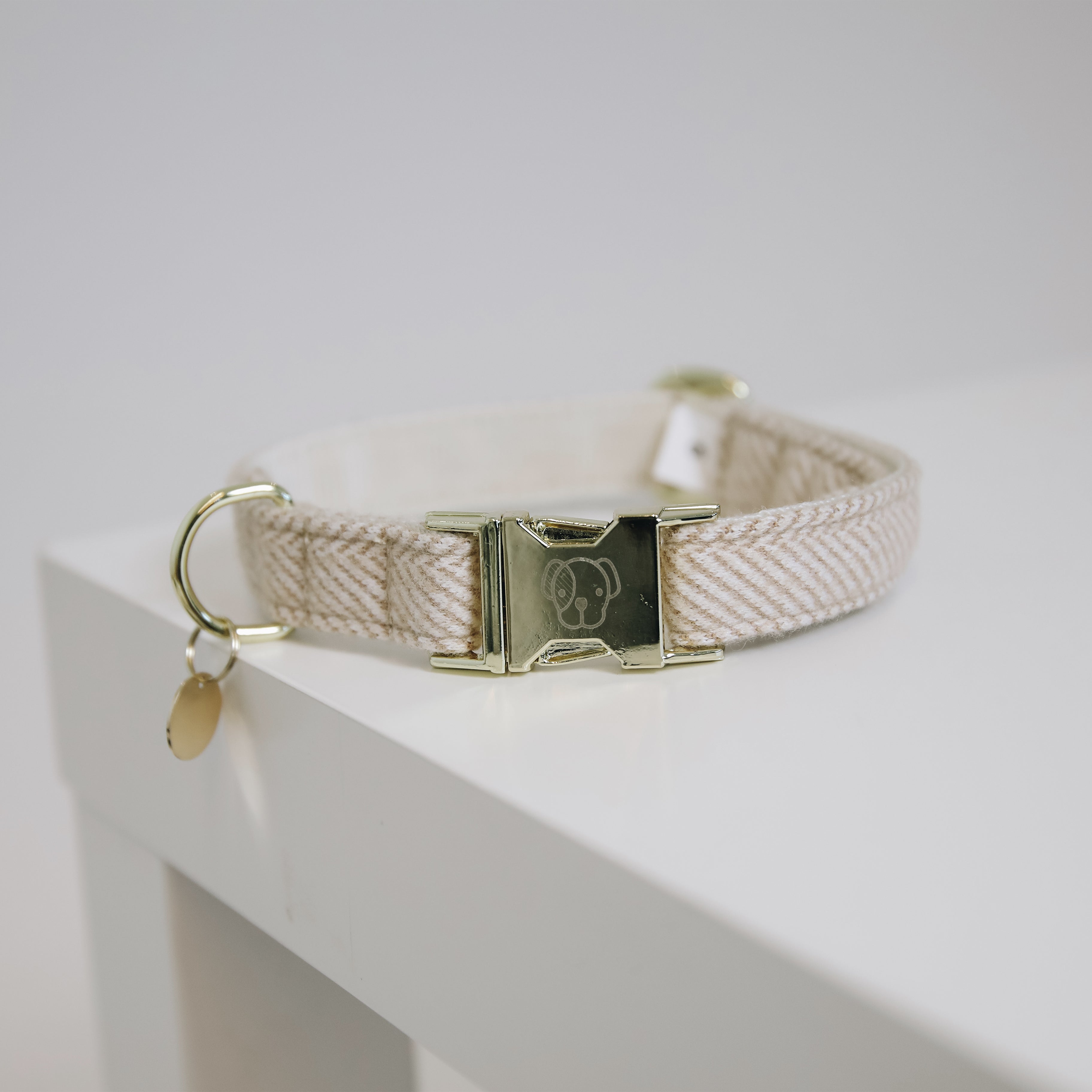 Hundehalsband Wolle - beige