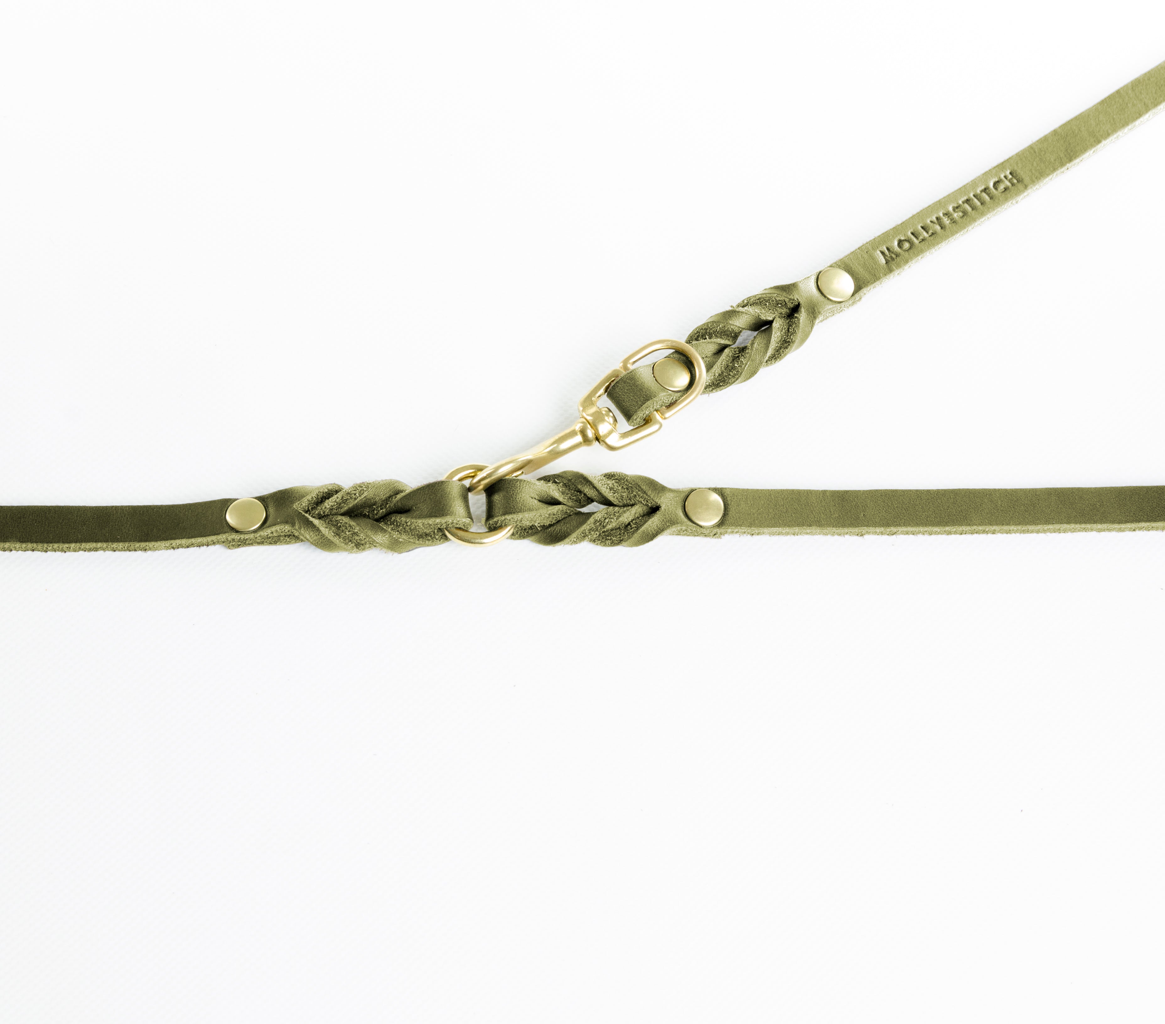 Hundeleine aus Leder - olive