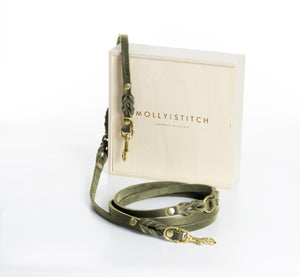 Hundeleine aus Leder - olive