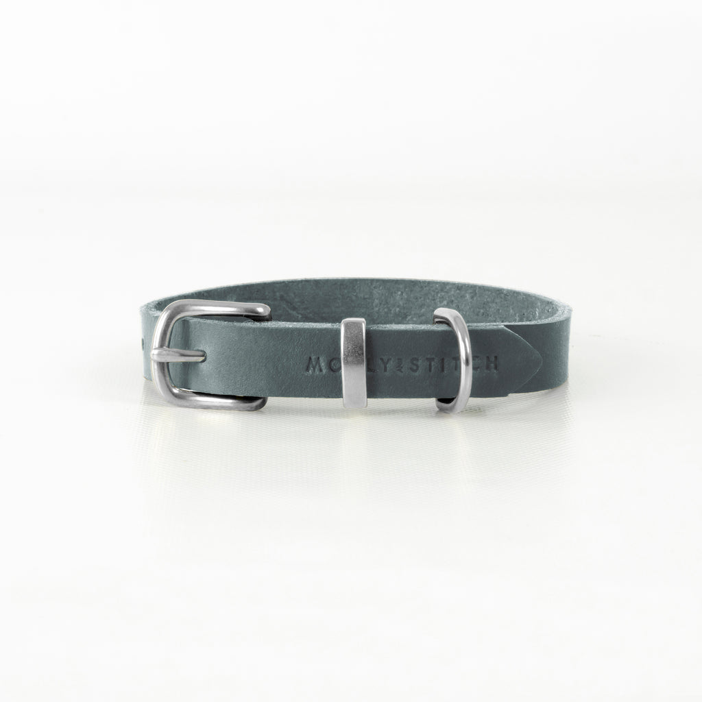 Halsband aus Leder - grau